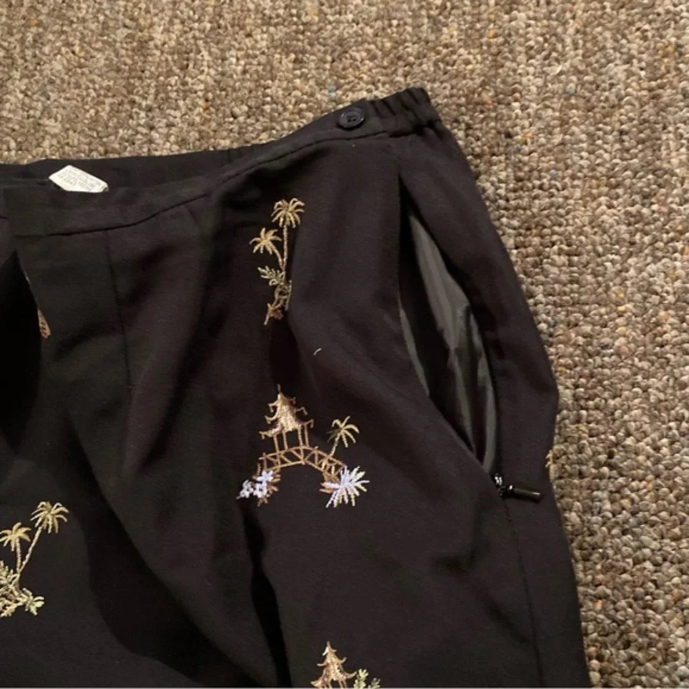 Talbots Black Floral Embroidered Pants - Picture 5 of 11